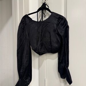 Zara Black Satin Blouse